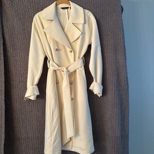 NWOT NEW G by Giuliana Cream Ivory Double-Breasted Trench Coat